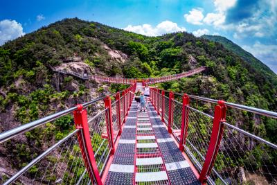 The view from the three-way suspension Udusan Chulreong Bridge at Gayasan National Park was well worth the 30-minute hike up the mountain 